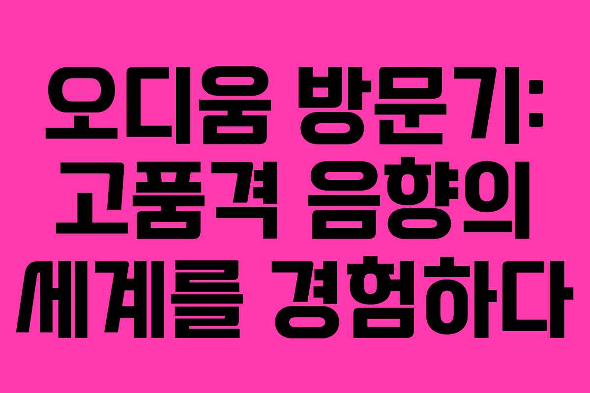 오디움 방문기: 고품격 음향의 세계를 경험하다