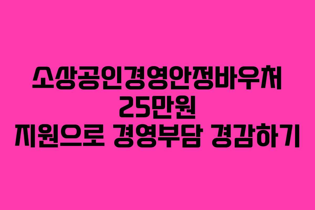 소상공인경영안정바우처 25만원 지원으로 경영부담 경감하기