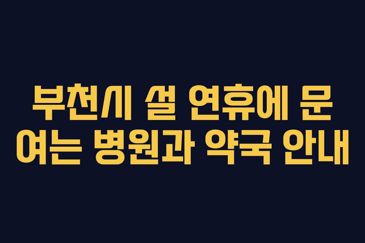 부천시 설 연휴에 문 여는 병원과 약국 안내