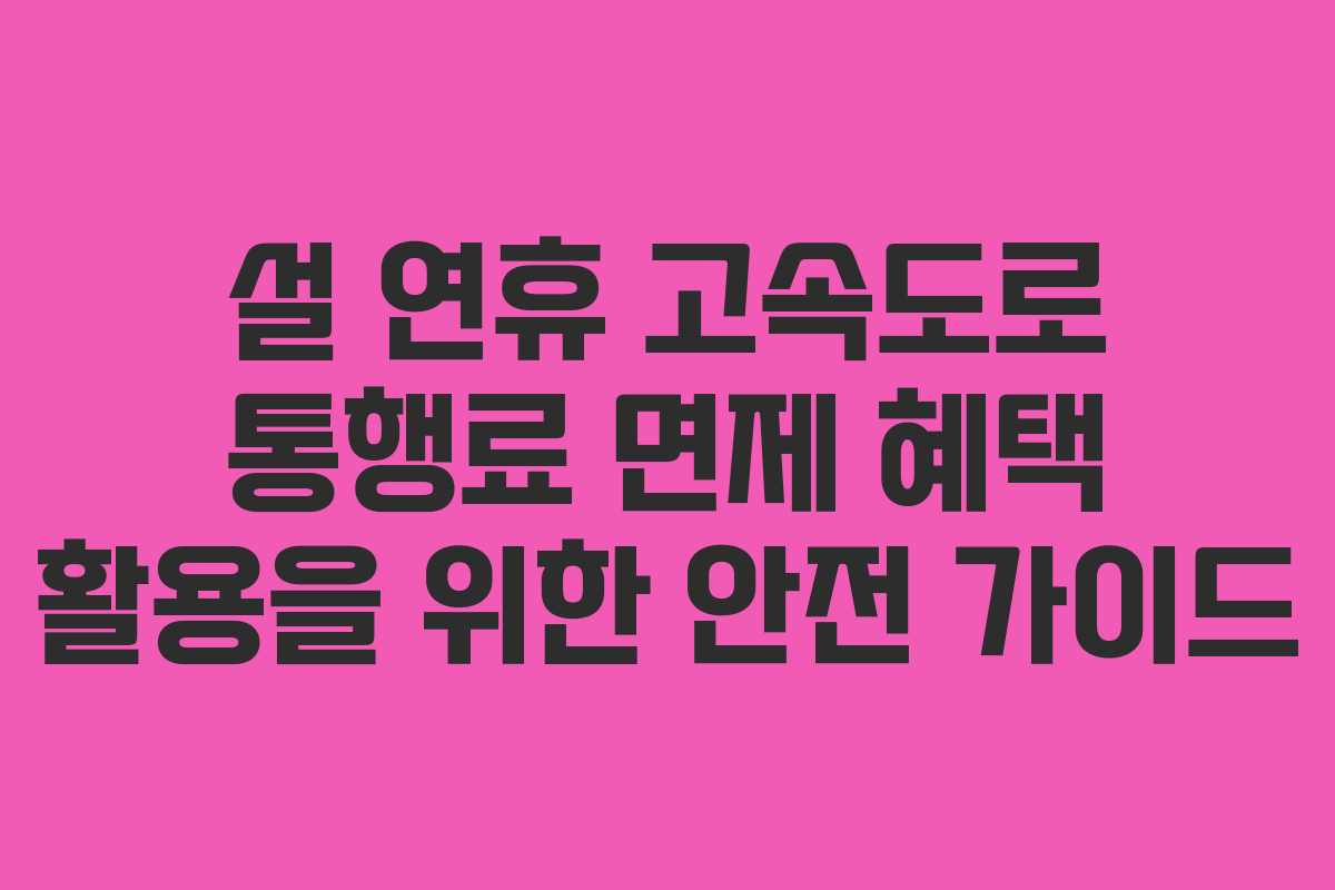 설 연휴 고속도로 통행료 면제 혜택 활용을 위한 안전 가이드 설 연휴 고속도로 통행료 면제 혜택 활용을 위한 안전 가이드