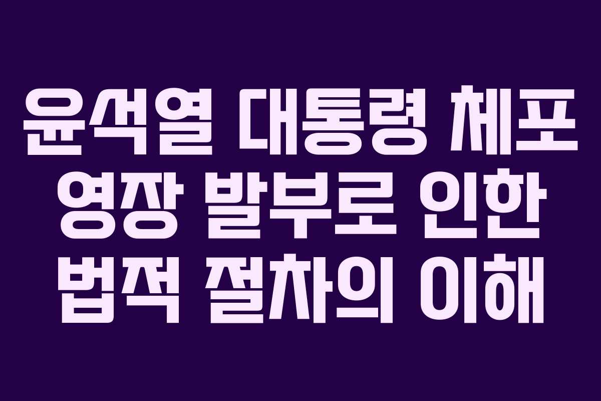 윤석열 대통령 체포 영장 발부로 인한 법적 절차의 이해