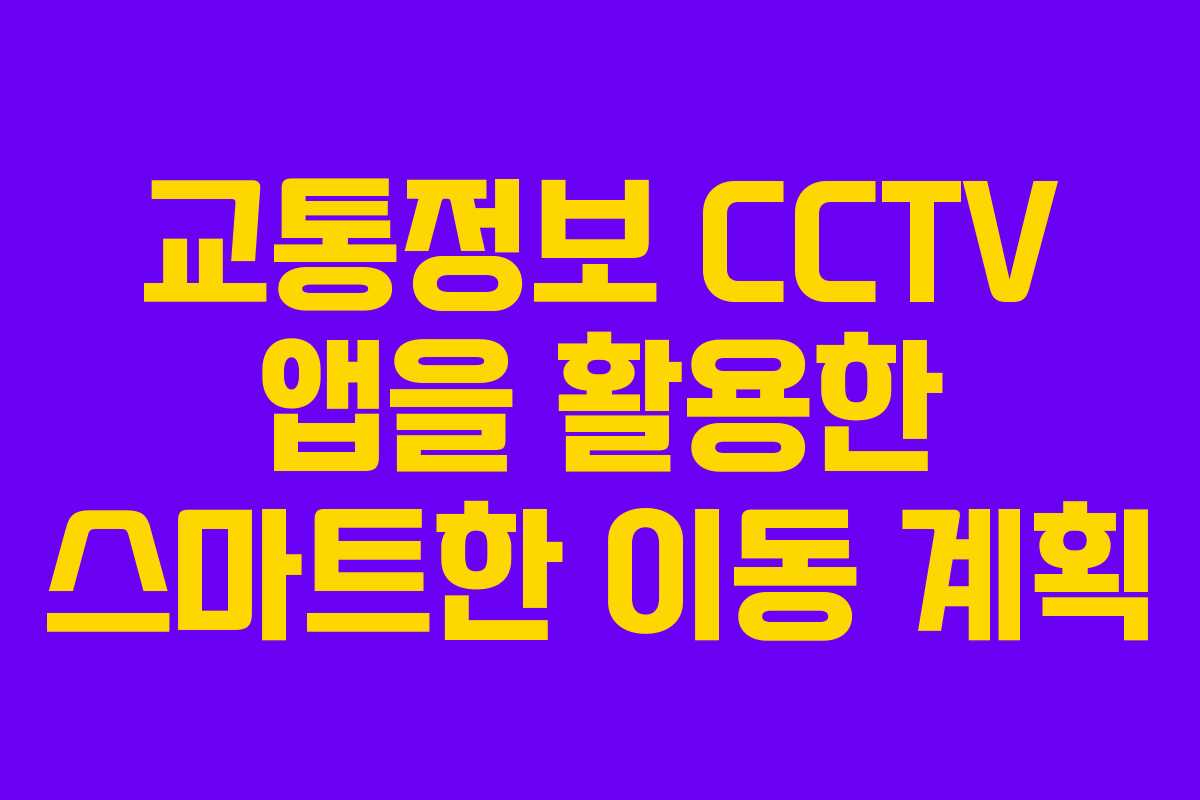 교통정보 CCTV 앱을 활용한 스마트한 이동 계획