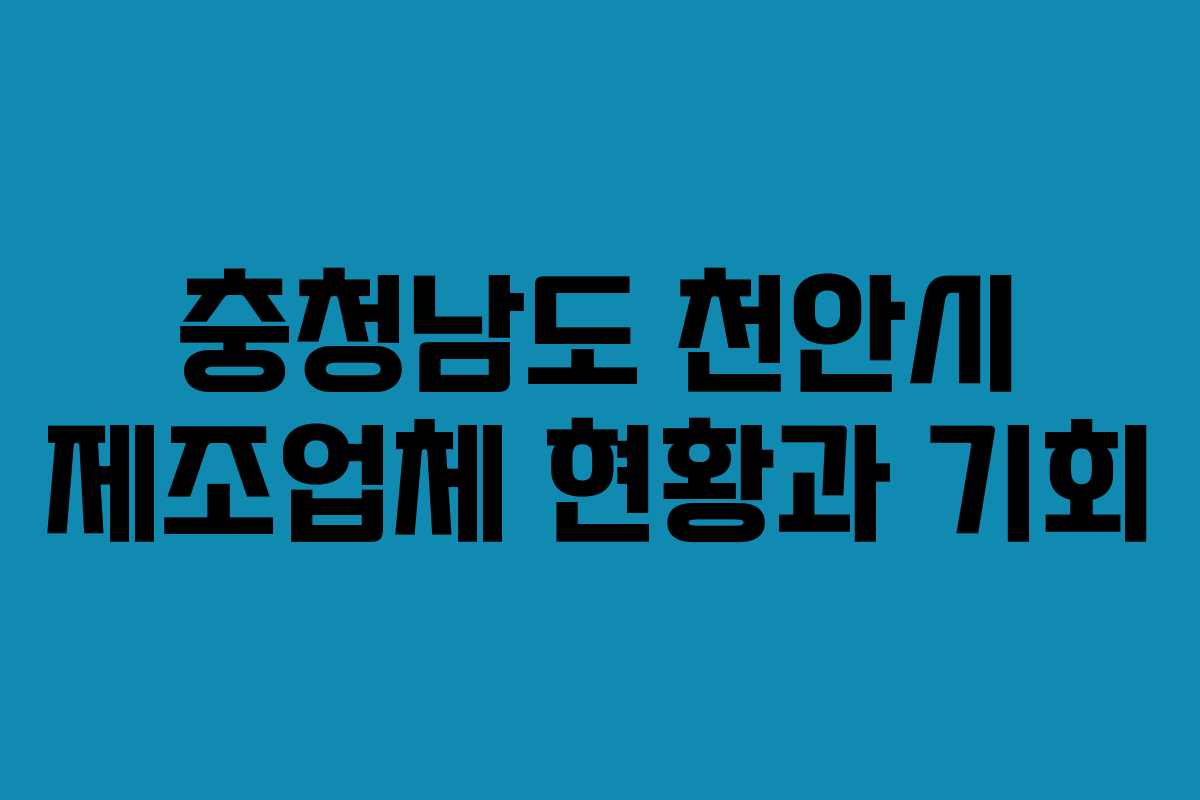 충청남도 천안시 제조업체 현황과 기회 충청남도 천안시 제조업체 현황과 기회