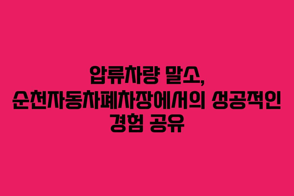압류차량 말소, 순천자동차폐차장에서의 성공적인 경험 공유
