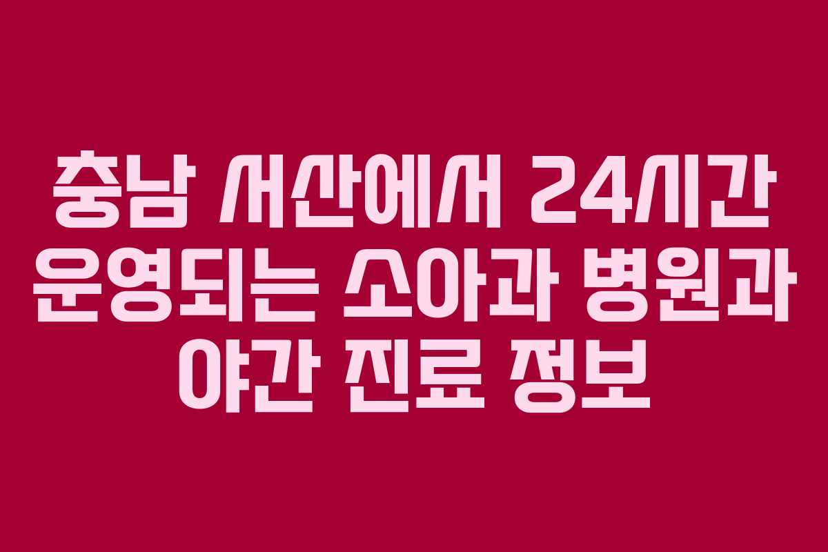 충남 서산에서 24시간 운영되는 소아과 병원과 야간 진료 정보