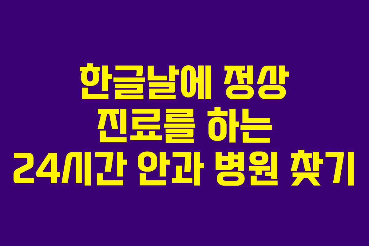 한글날에 정상 진료를 하는 24시간 안과 병원 찾기