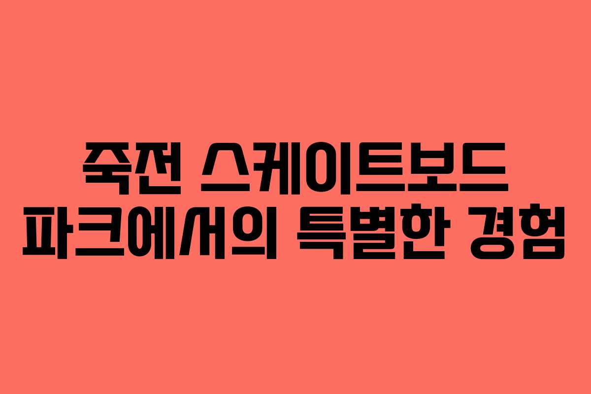 죽전 스케이트보드 파크에서의 특별한 경험 죽전 스케이트보드 파크에서의 특별한 경험