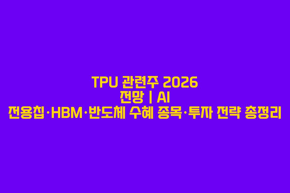 TPU 관련주 2026 전망 | AI 전용칩·HBM·반도체 수혜 종목·투자 전략 총정리 TPU 관련주 2026 전망 | AI 전용칩·HBM·반도체 수혜 종목·투자 전략 총정리