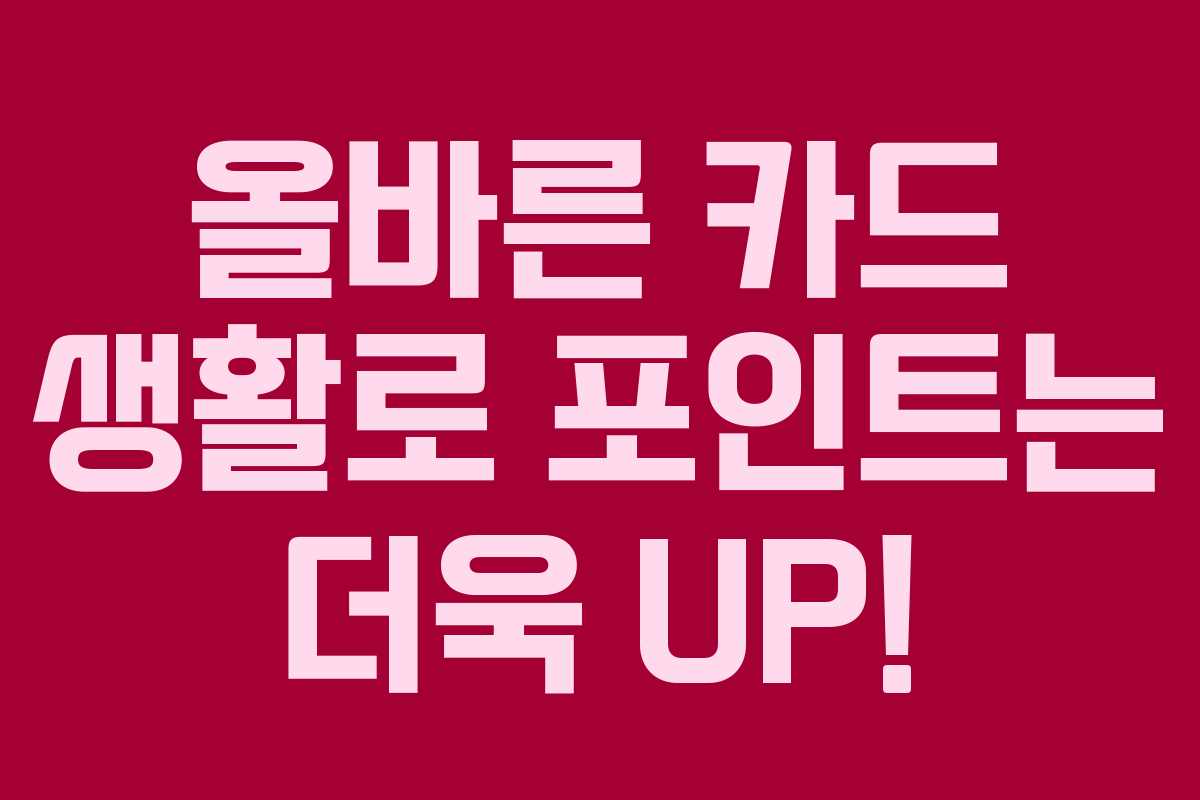 올바른 카드 생활로 포인트는 더욱 UP!