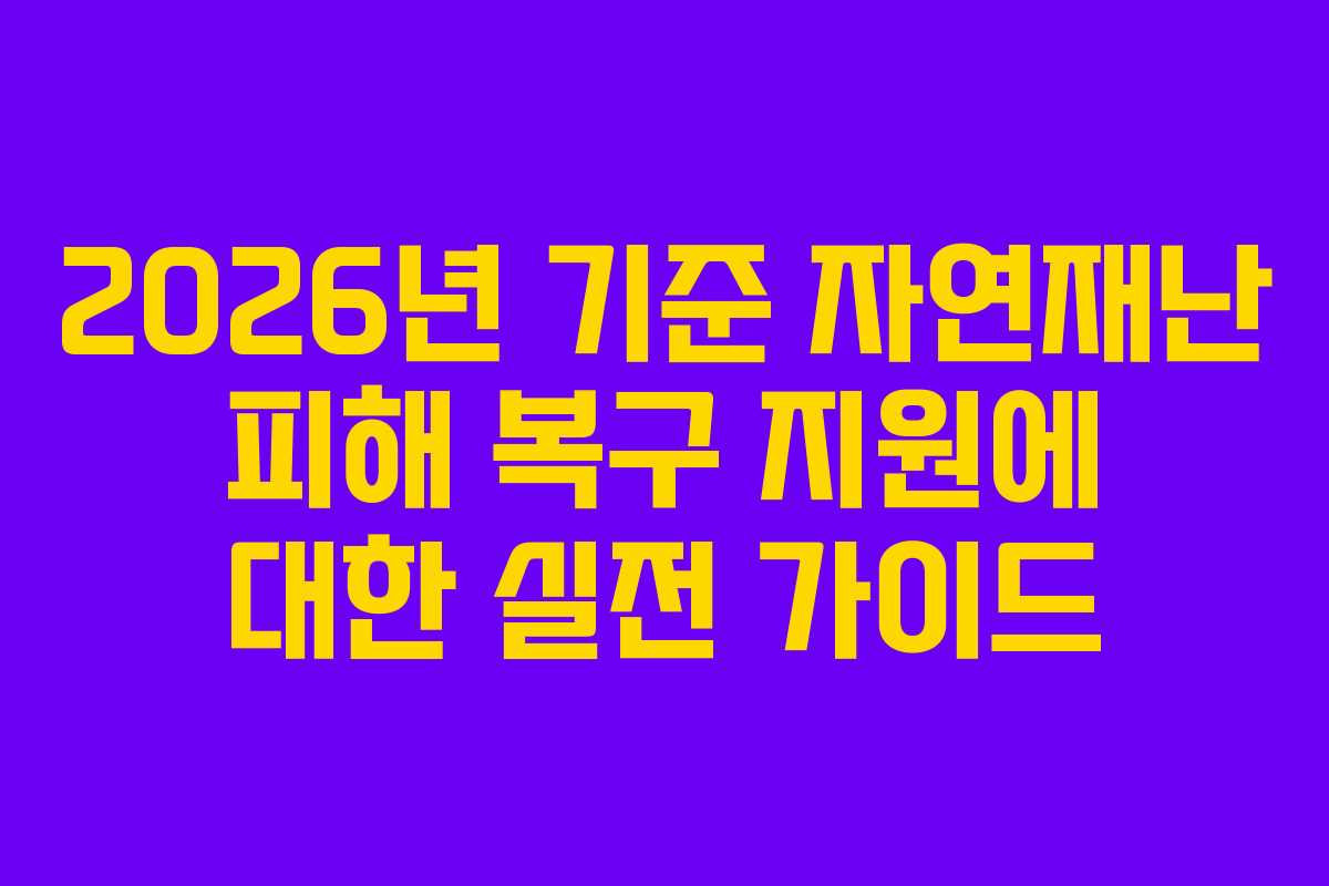2026년 기준 자연재난 피해 복구 지원에 대한 실전 가이드