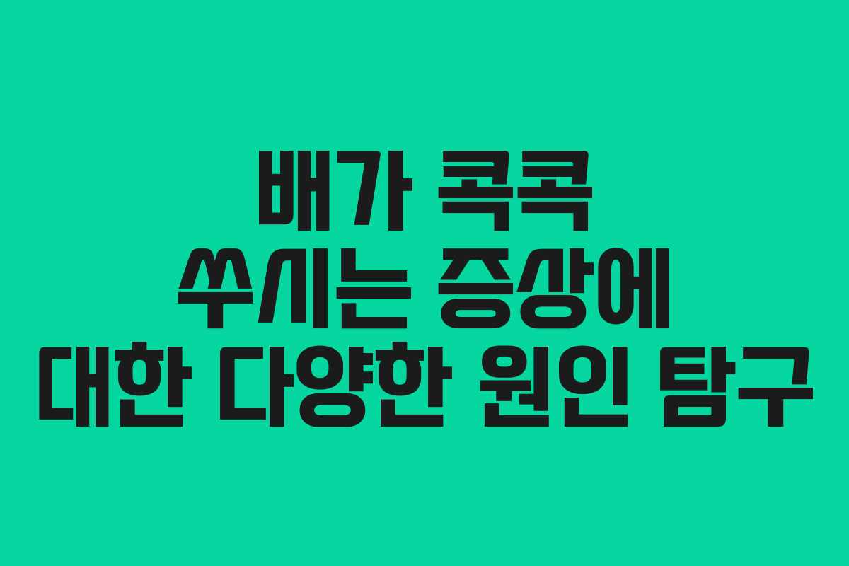 배가 콕콕 쑤시는 증상에 대한 다양한 원인 탐구