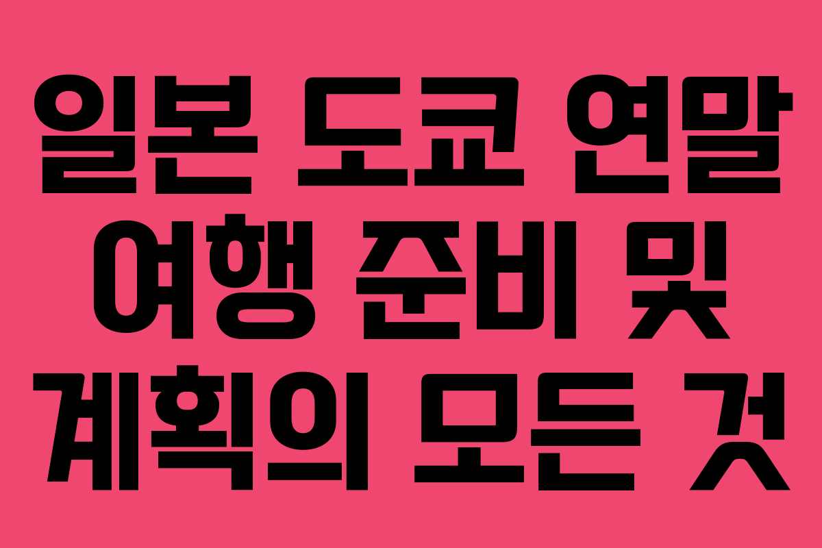 일본 도쿄 연말 여행 준비 및 계획의 모든 것 일본 도쿄 연말 여행 준비 및 계획의 모든 것