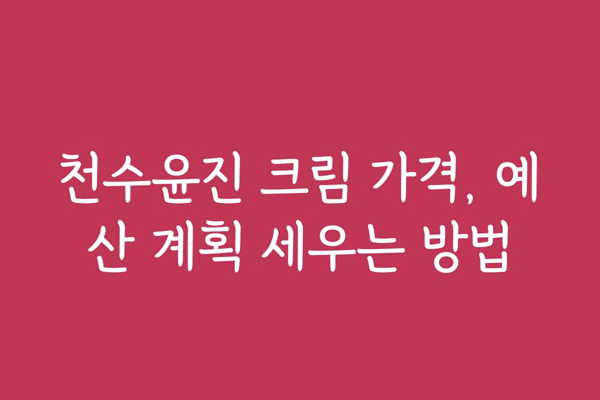 천수윤진 크림 가격, 예산 계획 세우는 방법
