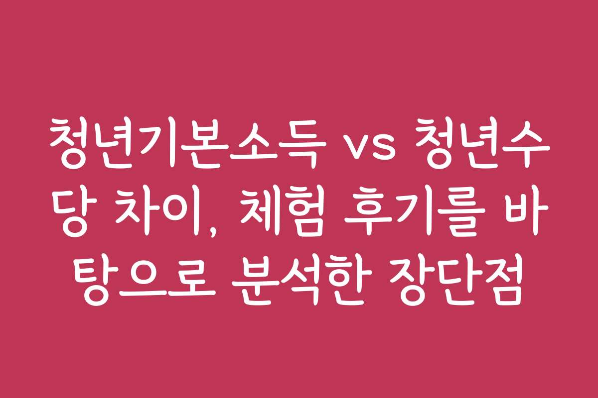 청년기본소득 vs 청년수당 차이, 체험 후기를 바탕으로 분석한 장단점