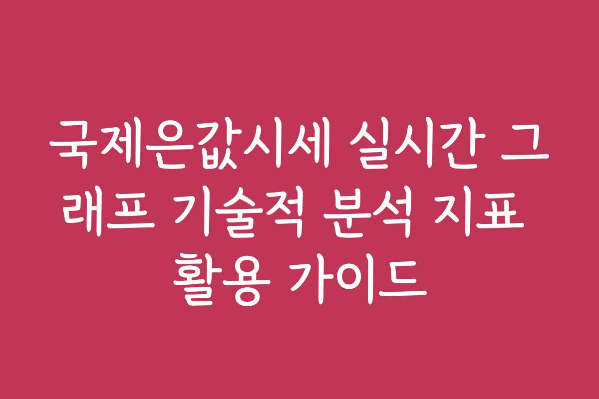 국제은값시세 실시간 그래프 기술적 분석 지표 활용 가이드