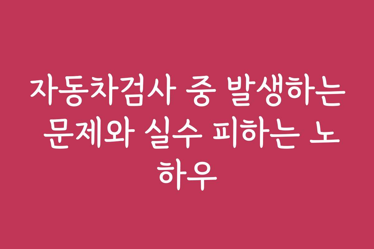 자동차검사 중 발생하는 문제와 실수 피하는 노하우