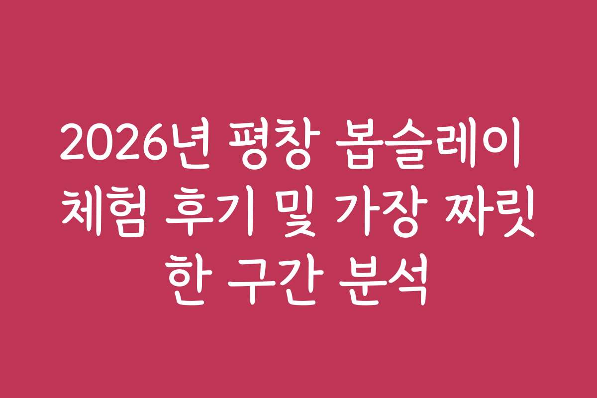 2026년 평창 봅슬레이 체험 후기 및 가장 짜릿한 구간 분석