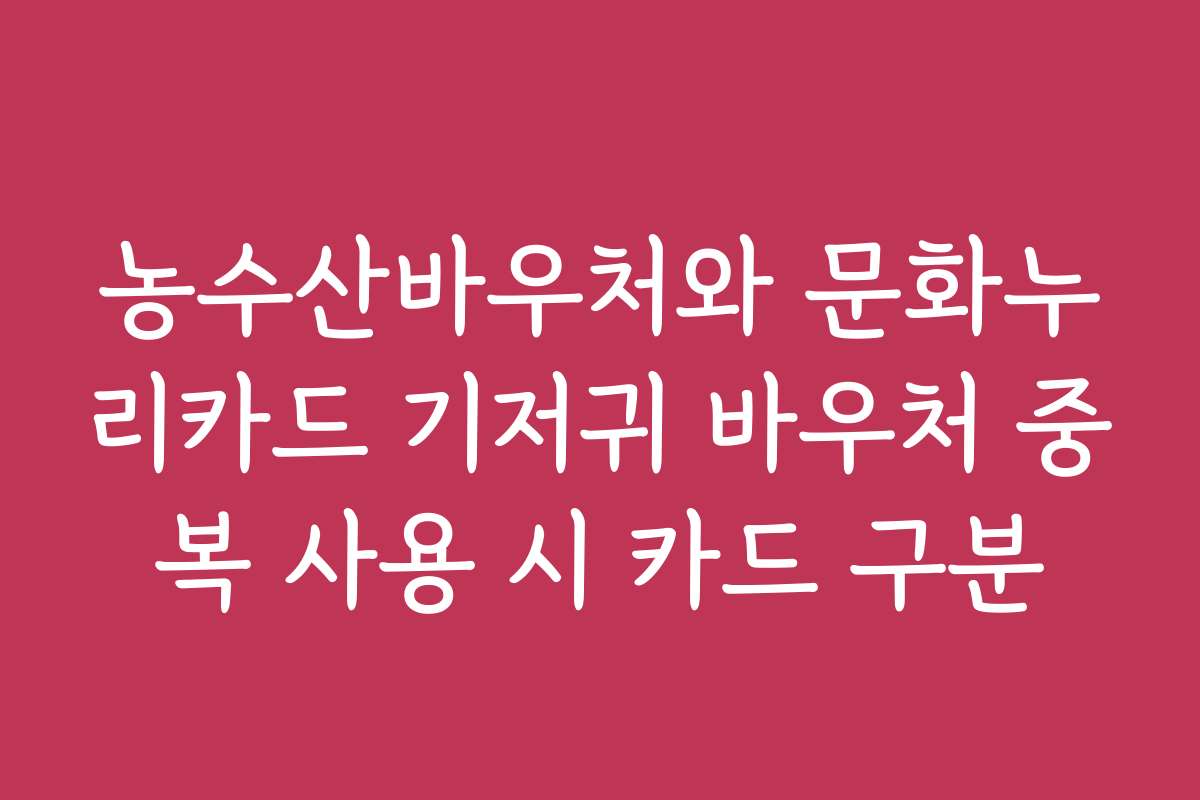 농수산바우처와 문화누리카드 기저귀 바우처 중복 사용 시 카드 구분