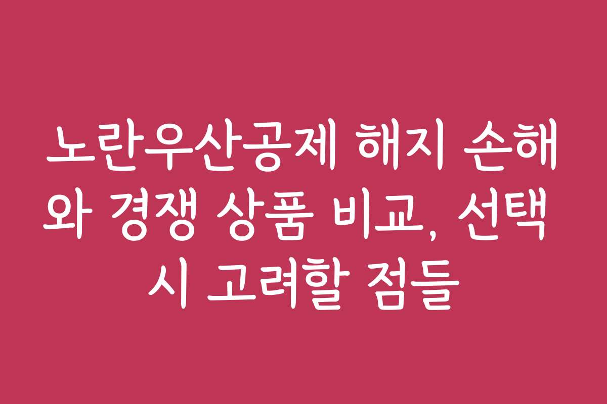 노란우산공제 해지 손해와 경쟁 상품 비교, 선택 시 고려할 점들