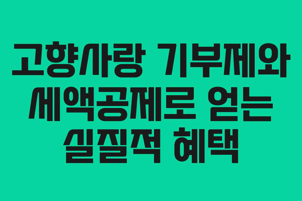 고향사랑 기부제와 세액공제로 얻는 실질적 혜택