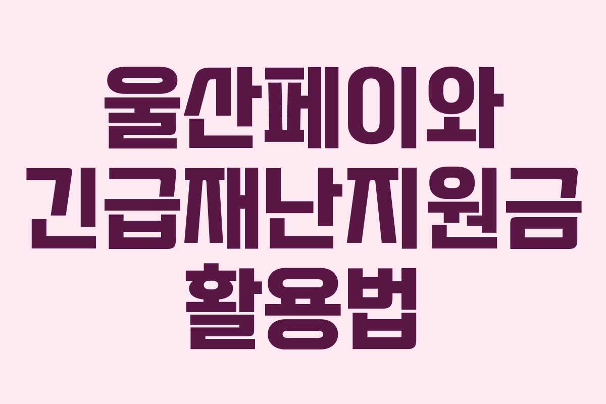 울산페이와 긴급재난지원금 활용법 울산페이와 긴급재난지원금 활용법