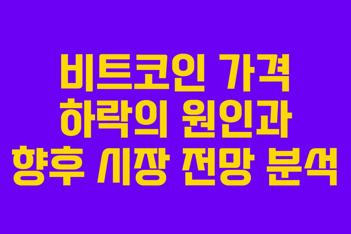 비트코인 가격 하락의 원인과 향후 시장 전망 분석