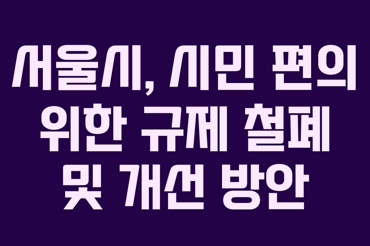 서울시, 시민 편의 위한 규제 철폐 및 개선 방안 서울시, 시민 편의 위한 규제 철폐 및 개선 방안