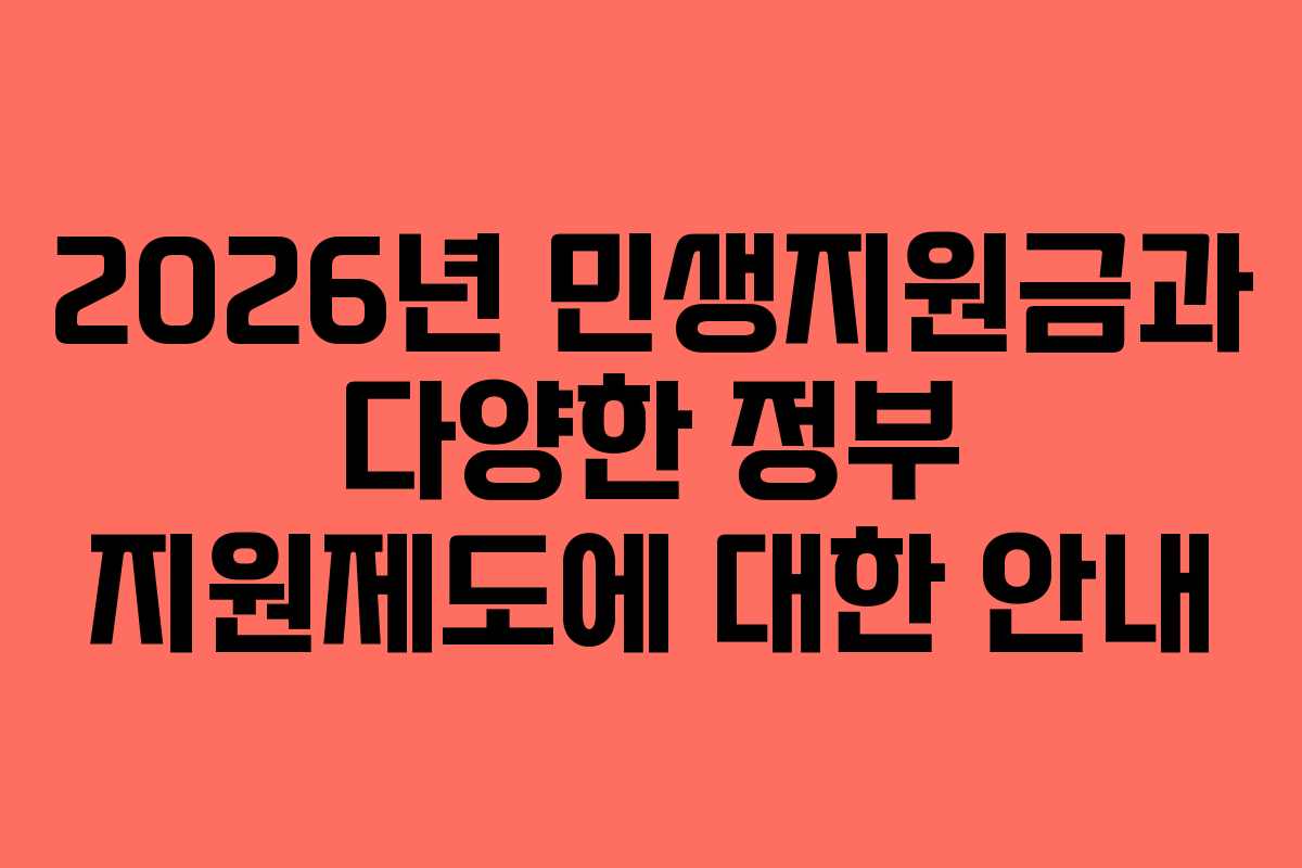 2026년 민생지원금과 다양한 정부 지원제도에 대한 안내 2026년 민생지원금과 다양한 정부 지원제도에 대한 안내