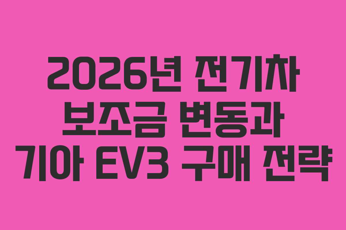2026년 전기차 보조금 변동과 기아 EV3 구매 전략 2026년 전기차 보조금 변동과 기아 EV3 구매 전략