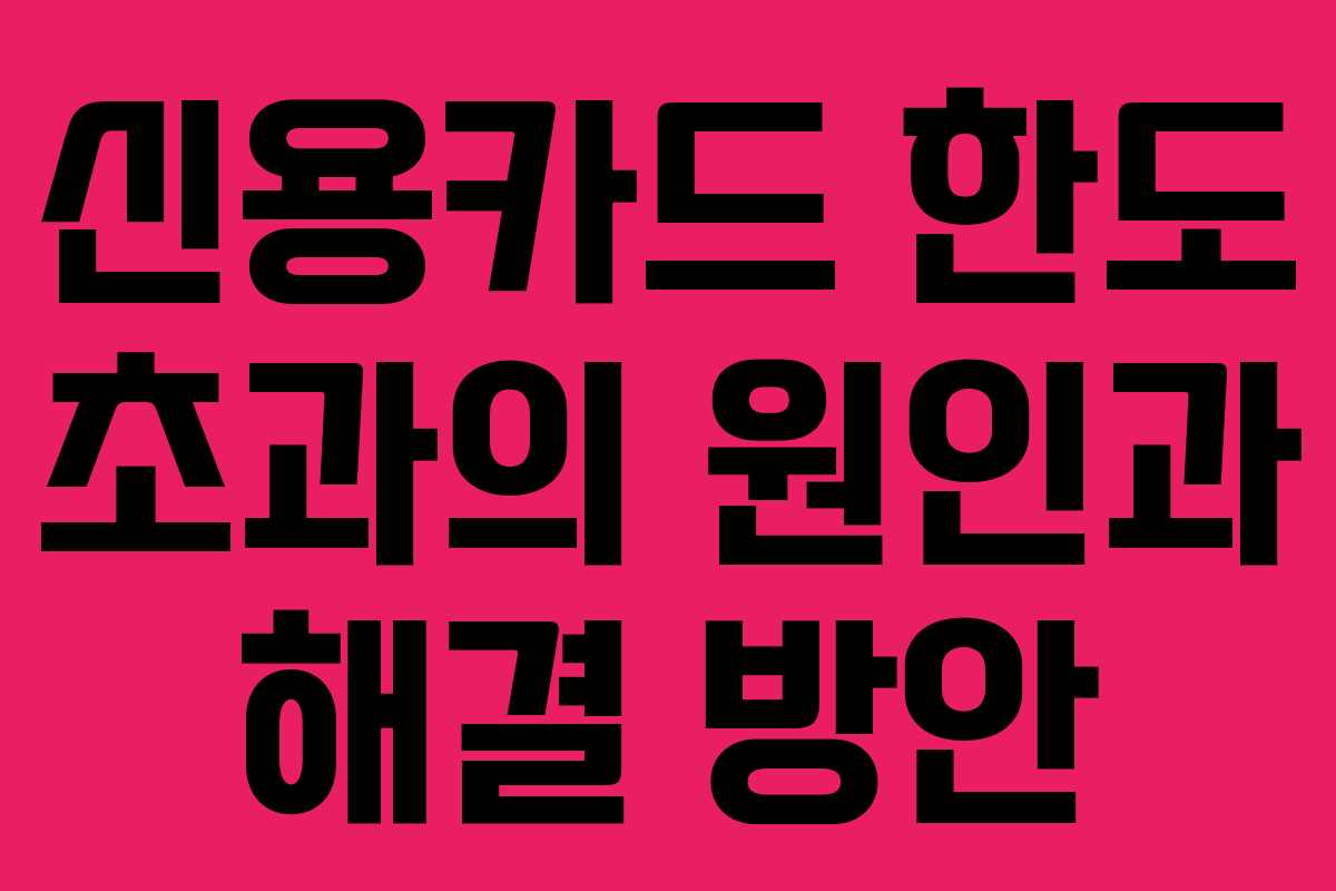 신용카드 한도 초과의 원인과 해결 방안 신용카드 한도 초과의 원인과 해결 방안