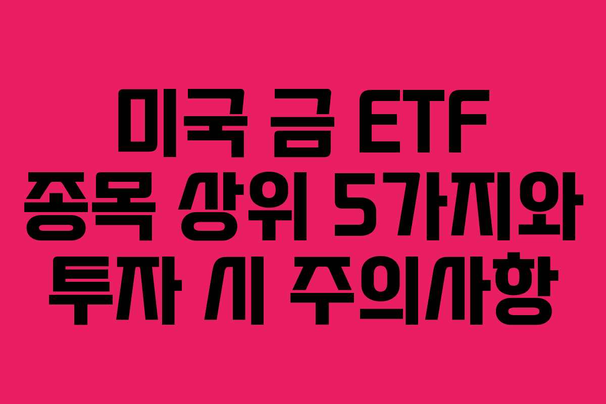 미국 금 ETF 종목 상위 5가지와 투자 시 주의사항