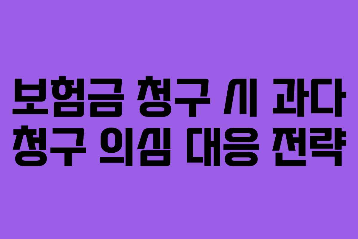 보험금 청구 시 과다 청구 의심 대응 전략 보험금 청구 시 과다 청구 의심 대응 전략