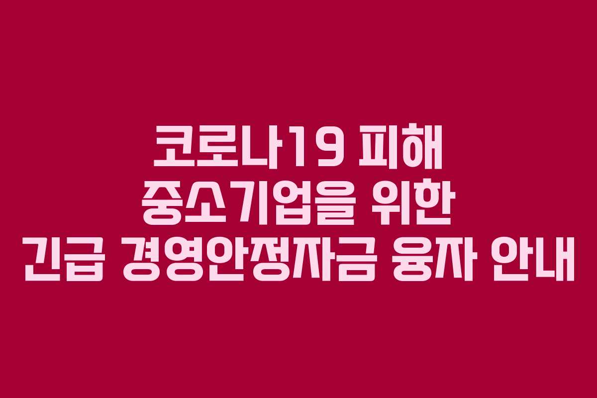 코로나19 피해 중소기업을 위한 긴급 경영안정자금 융자 안내