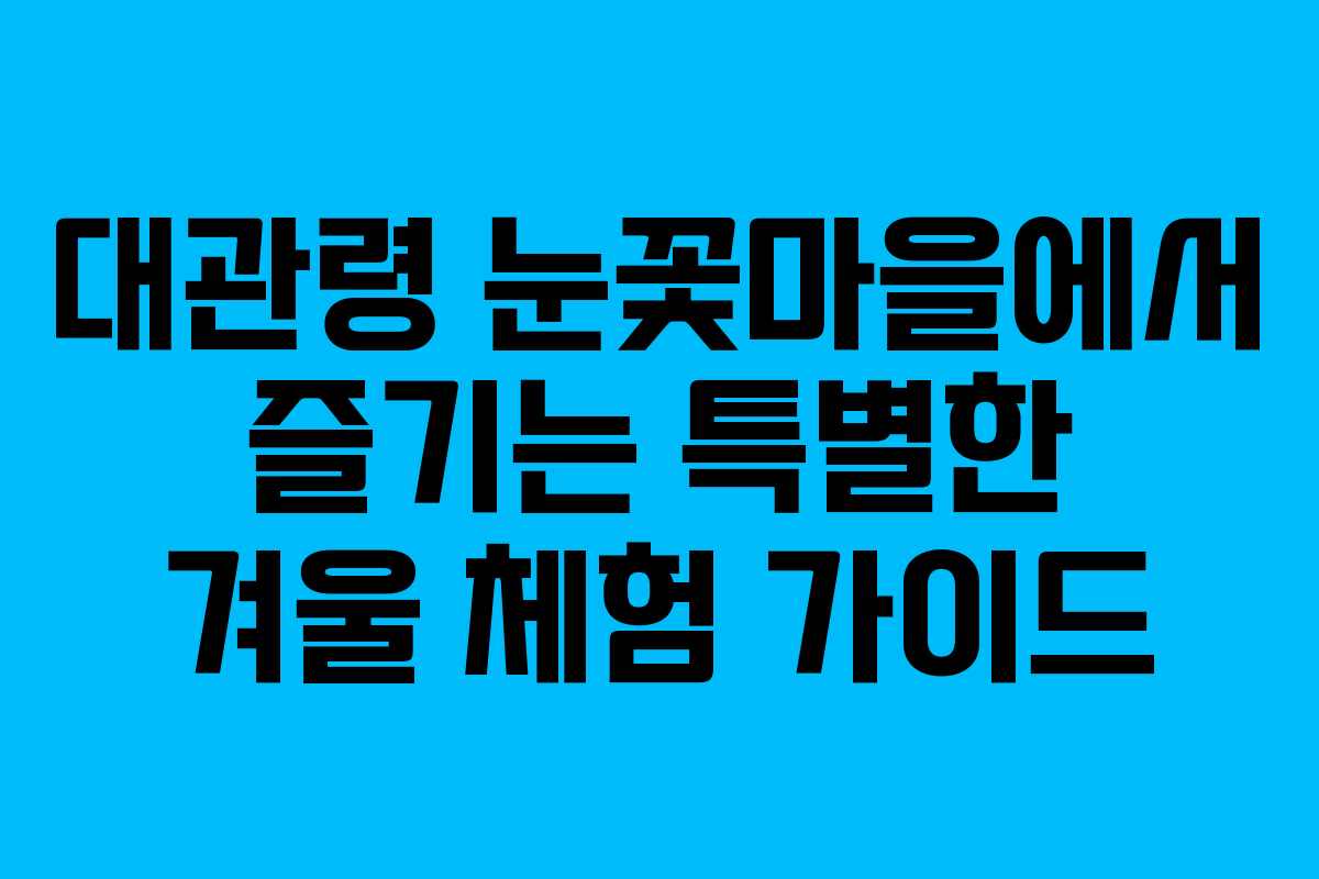 대관령 눈꽃마을에서 즐기는 특별한 겨울 체험 가이드
