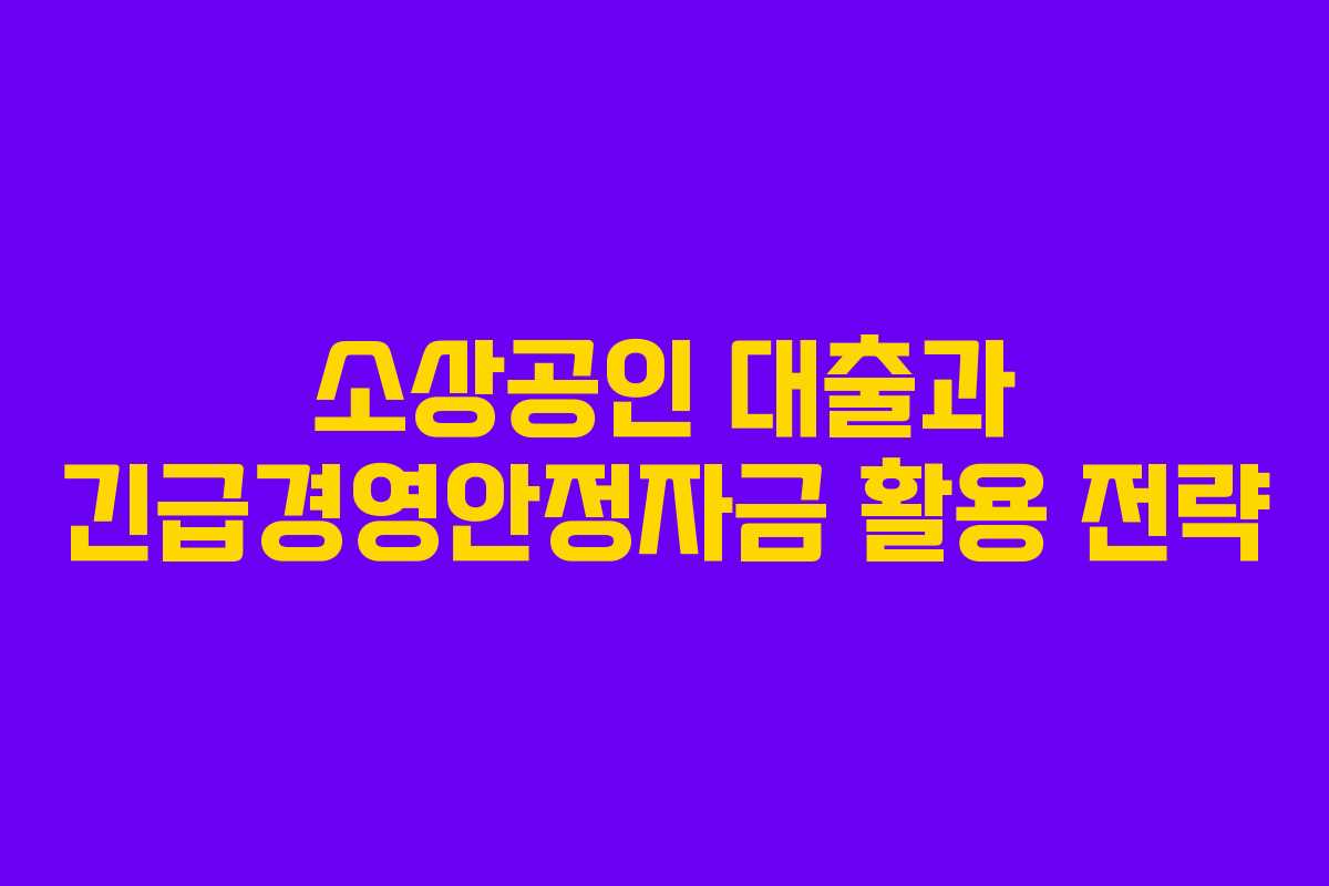 소상공인 대출과 긴급경영안정자금 활용 전략