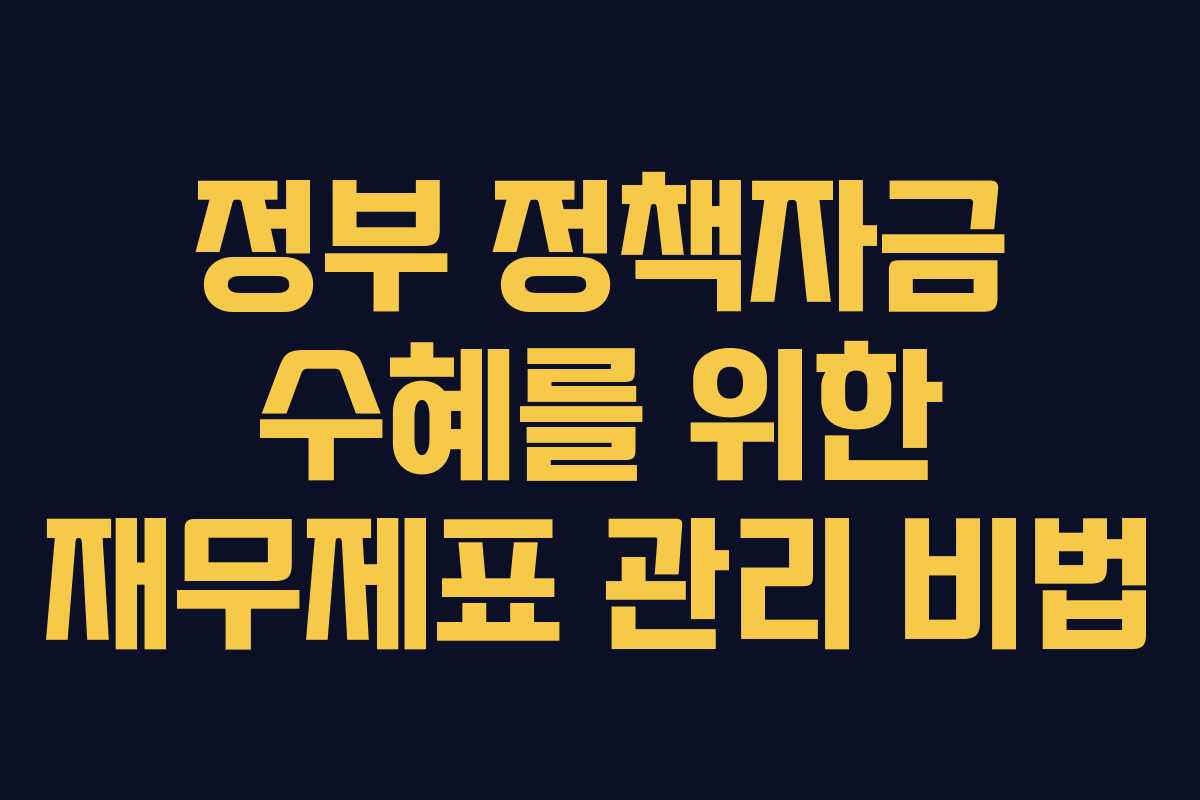 정부 정책자금 수혜를 위한 재무제표 관리 비법