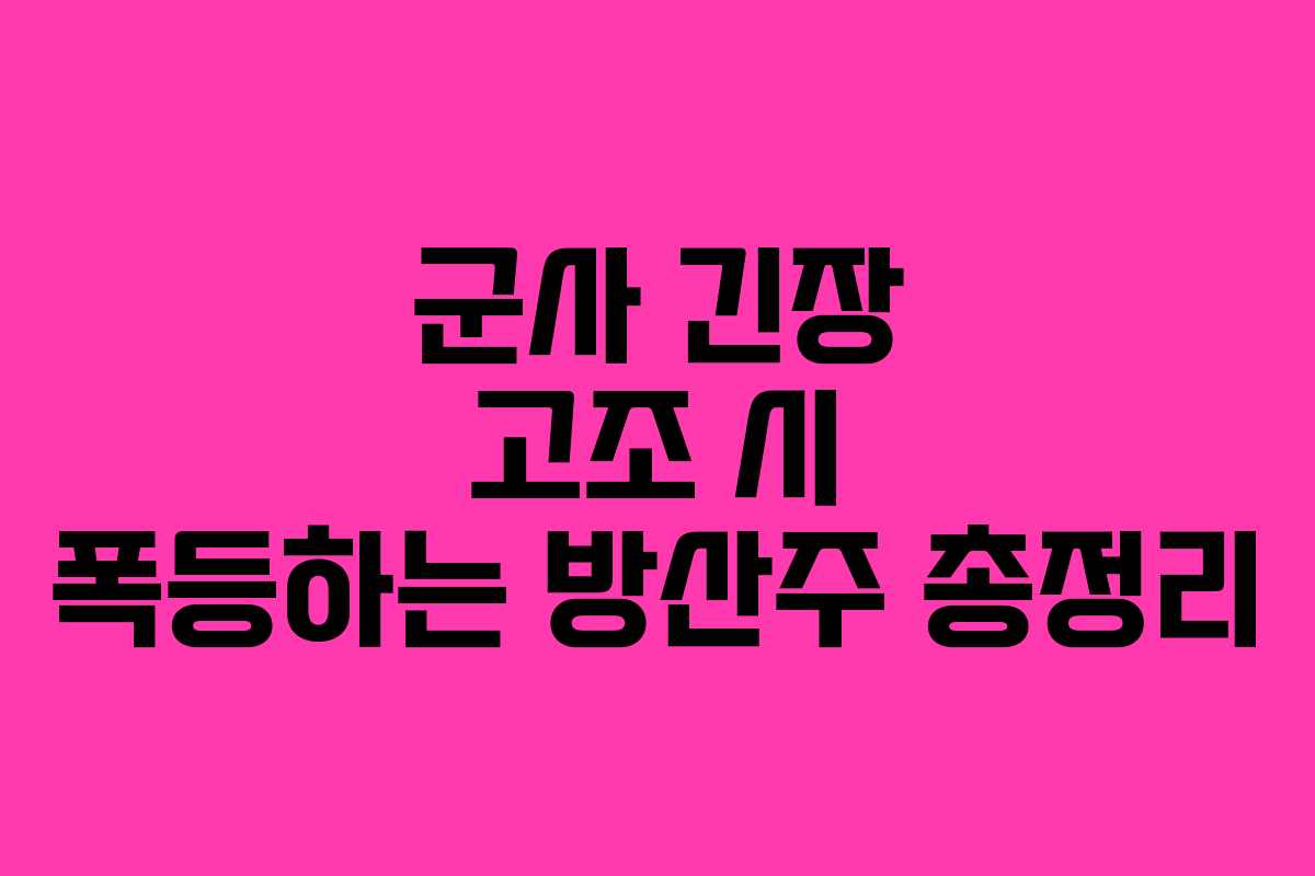 군사 긴장 고조 시 폭등하는 방산주 총정리