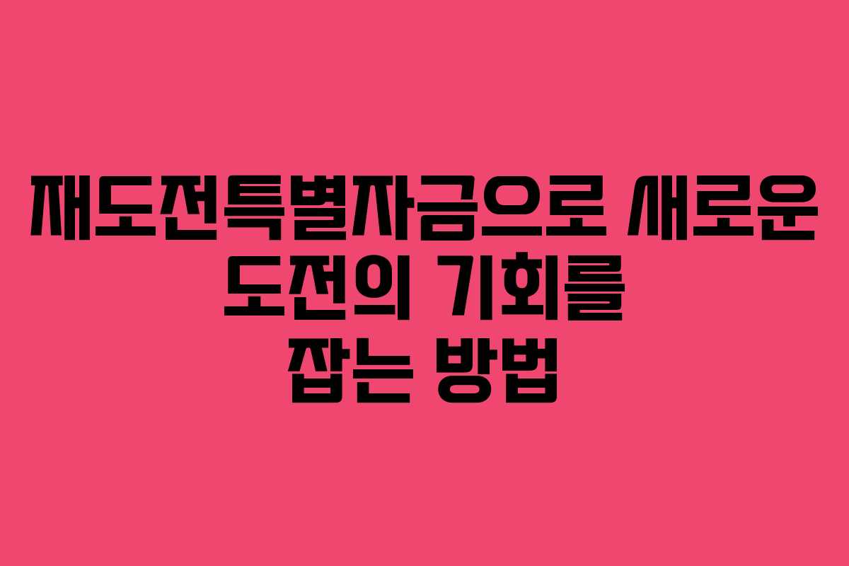 재도전특별자금으로 새로운 도전의 기회를 잡는 방법