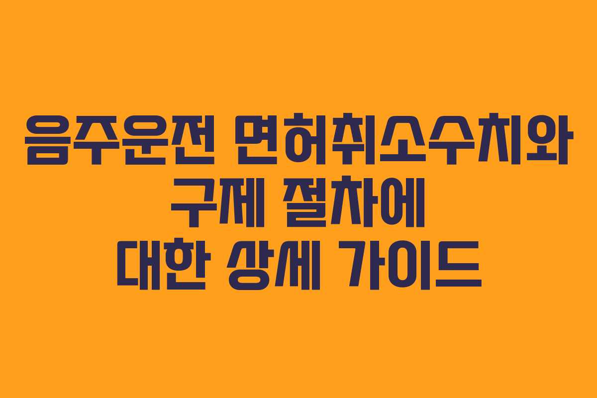 음주운전 면허취소수치와 구제 절차에 대한 상세 가이드