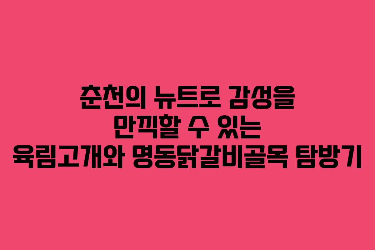 춘천의 뉴트로 감성을 만끽할 수 있는 육림고개와 명동닭갈비골목 탐방기