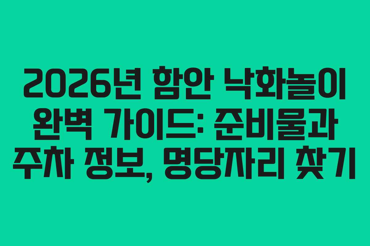 2026년 함안 낙화놀이 완벽 가이드: 준비물과 주차 정보, 명당자리 찾기