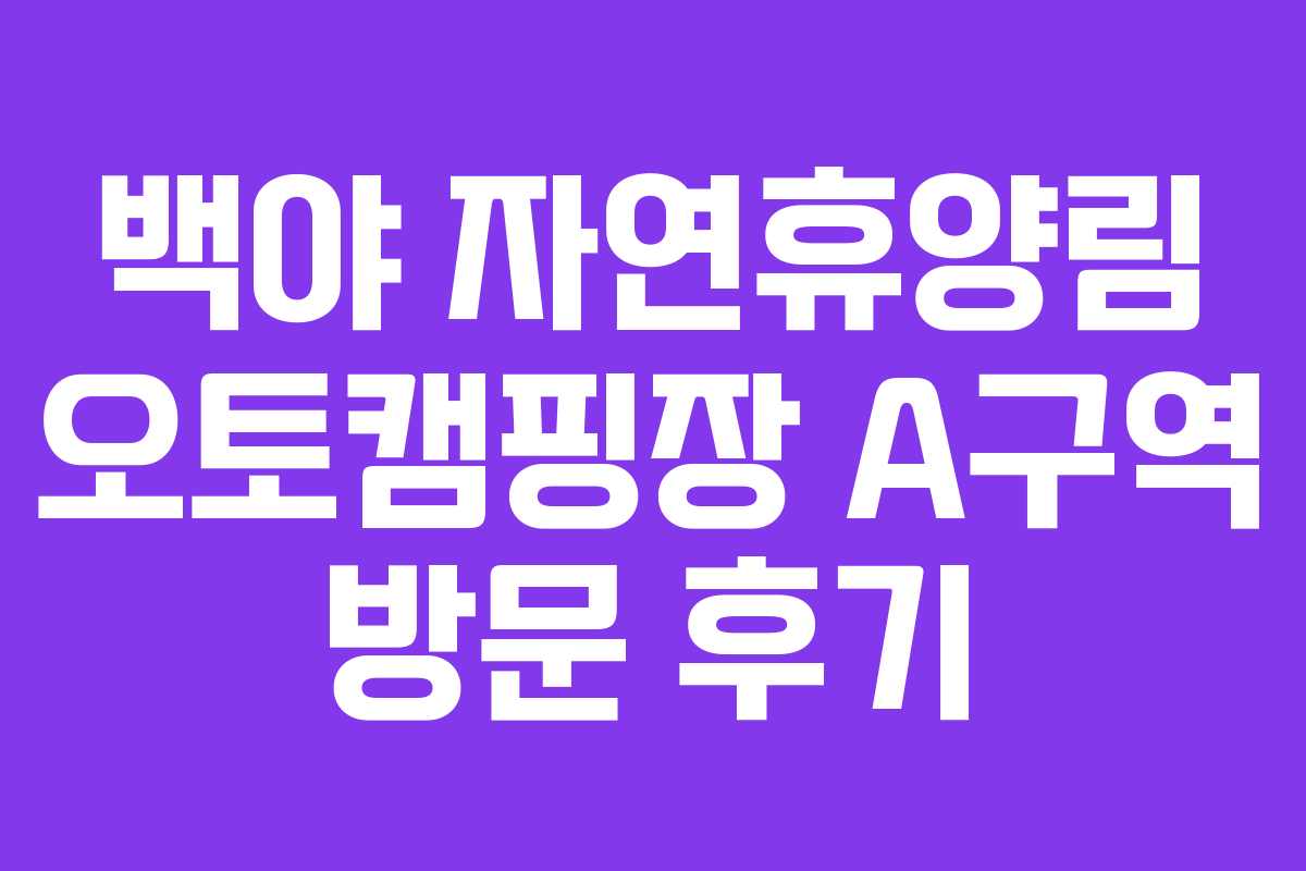 백야 자연휴양림 오토캠핑장 A구역 방문 후기 백야 자연휴양림 오토캠핑장 A구역 방문 후기