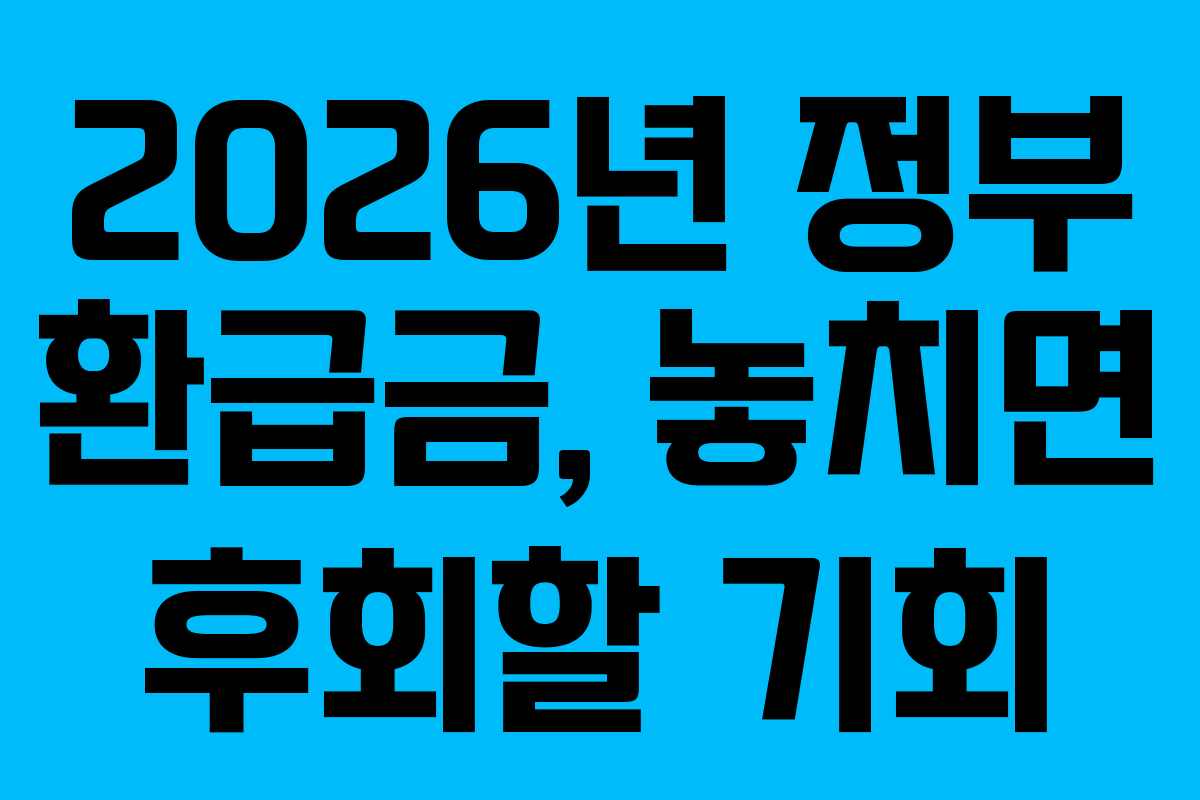 2026년 정부 환급금, 놓치면 후회할 기회 2026년 정부 환급금, 놓치면 후회할 기회