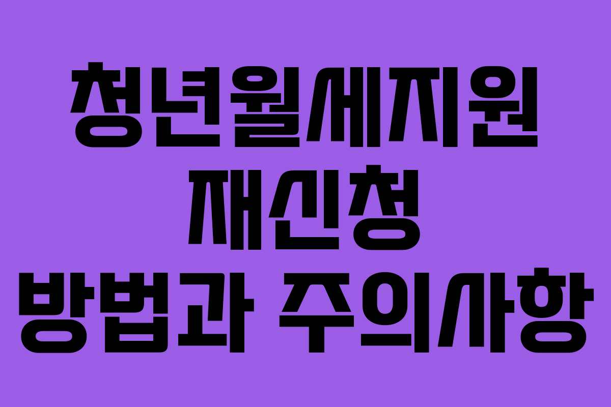 청년월세지원 재신청 방법과 주의사항 청년월세지원 재신청 방법과 주의사항