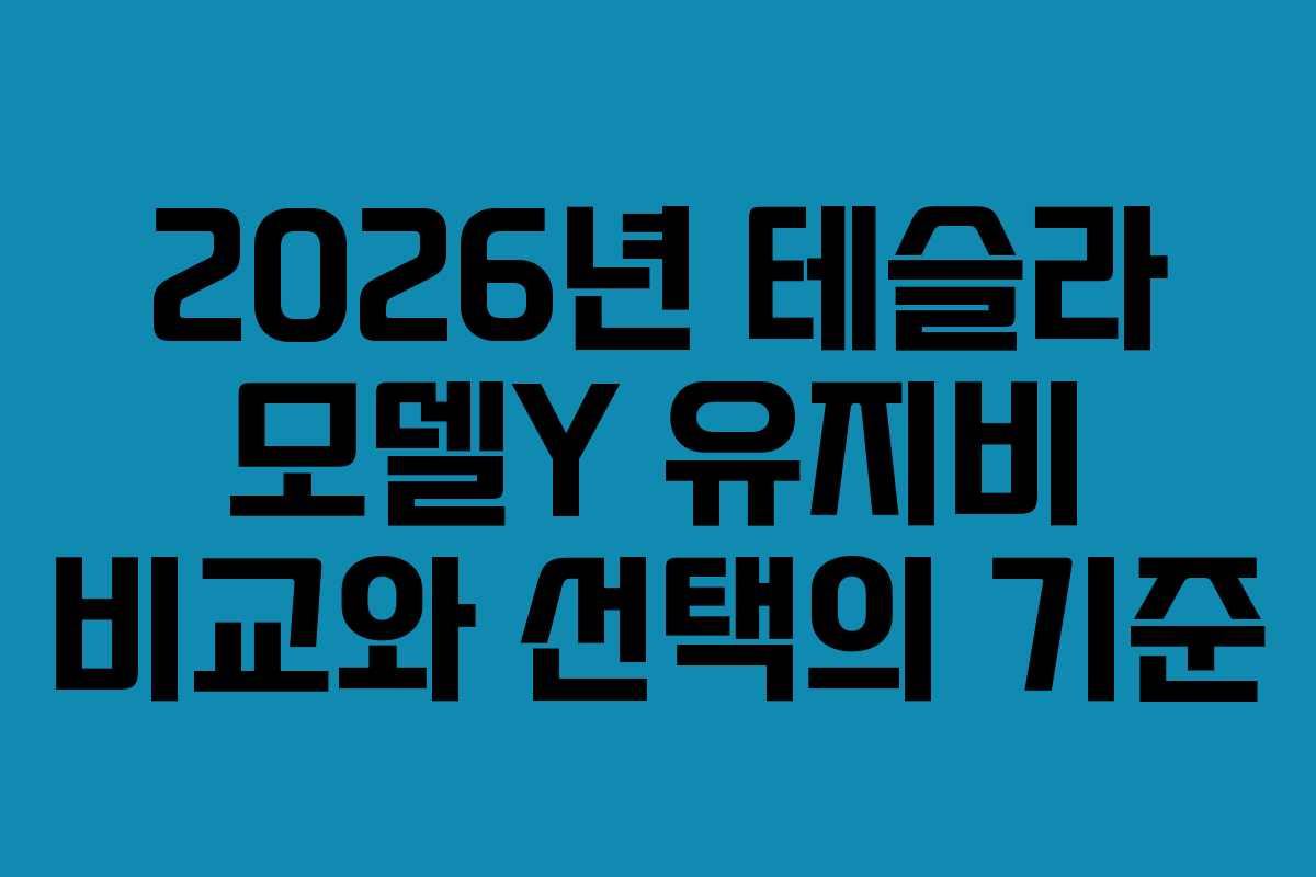 2026년 테슬라 모델Y 유지비 비교와 선택의 기준