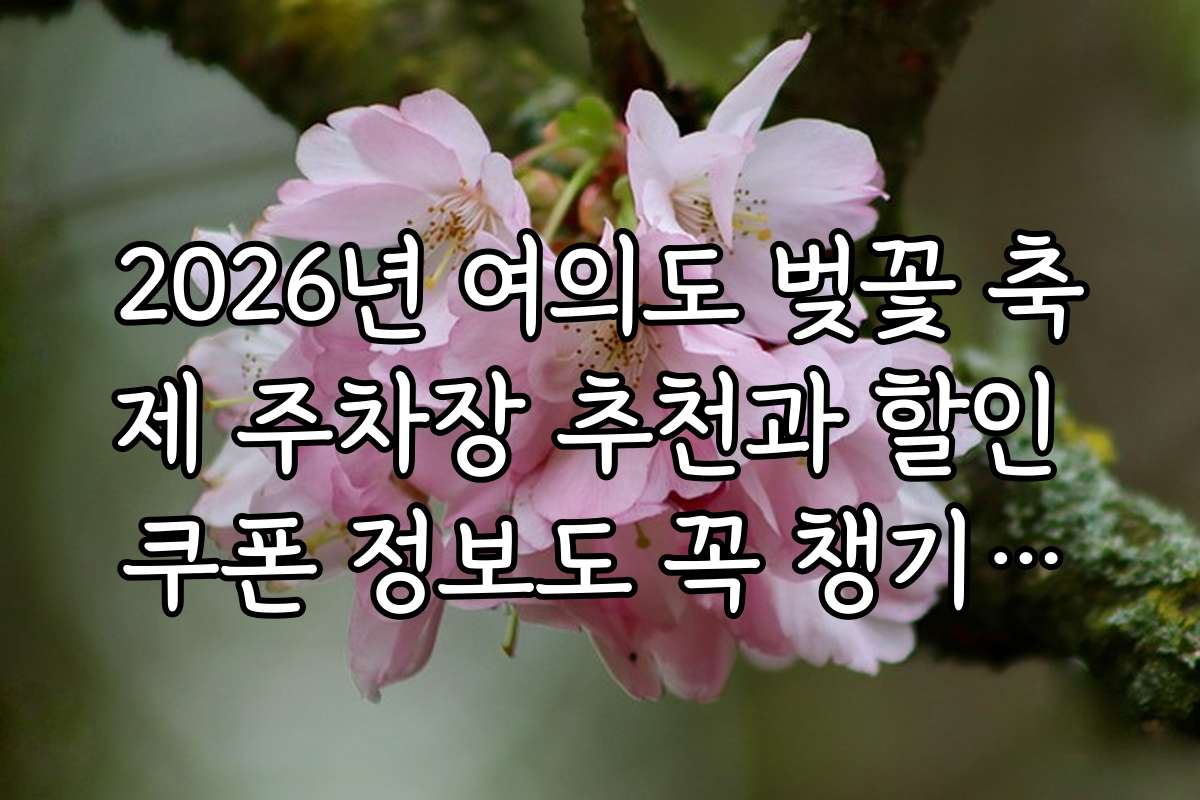 2026년 여의도 벚꽃 축제 주차장 추천과 할인 쿠폰 정보도 꼭 챙기세요