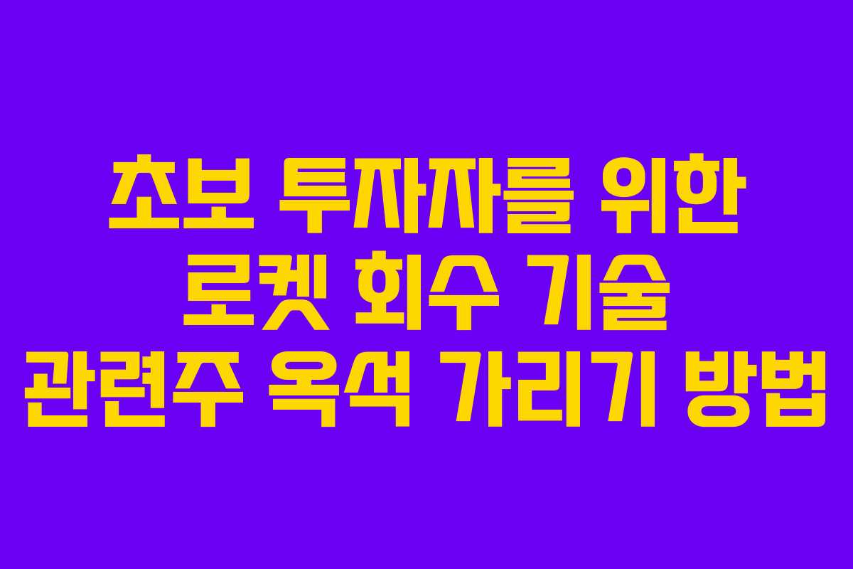 초보 투자자를 위한 로켓 회수 기술 관련주 옥석 가리기 방법