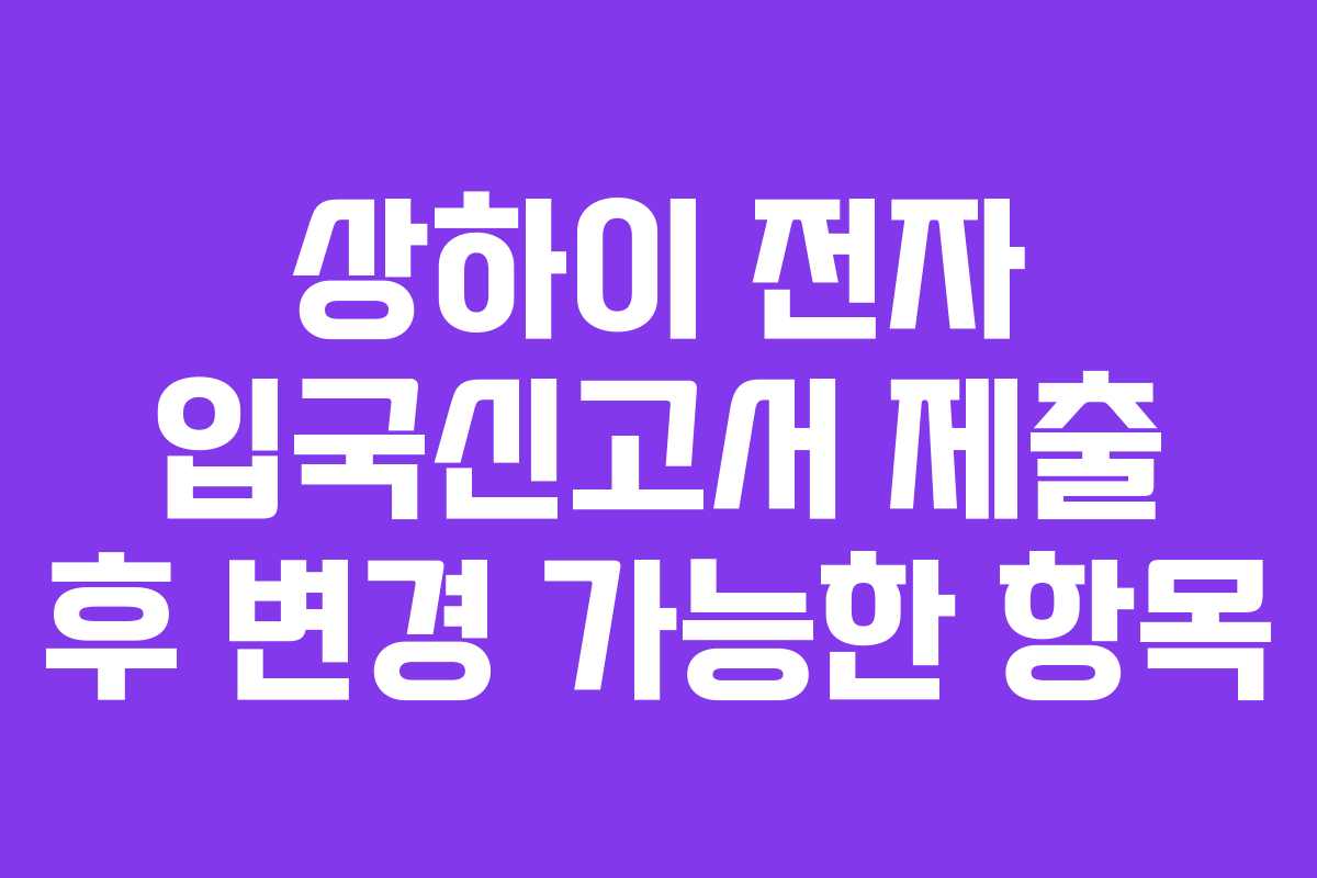 상하이 전자 입국신고서 제출 후 변경 가능한 항목