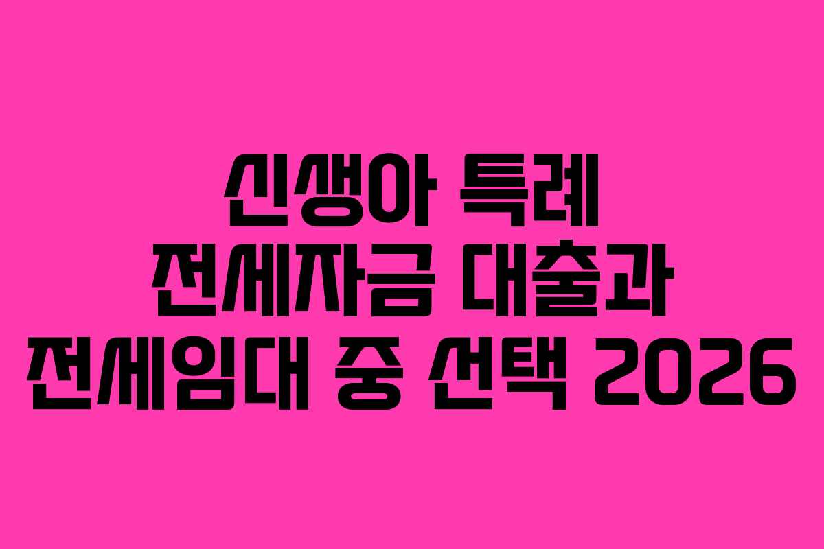 신생아 특례 전세자금 대출과 전세임대 중 선택 2026