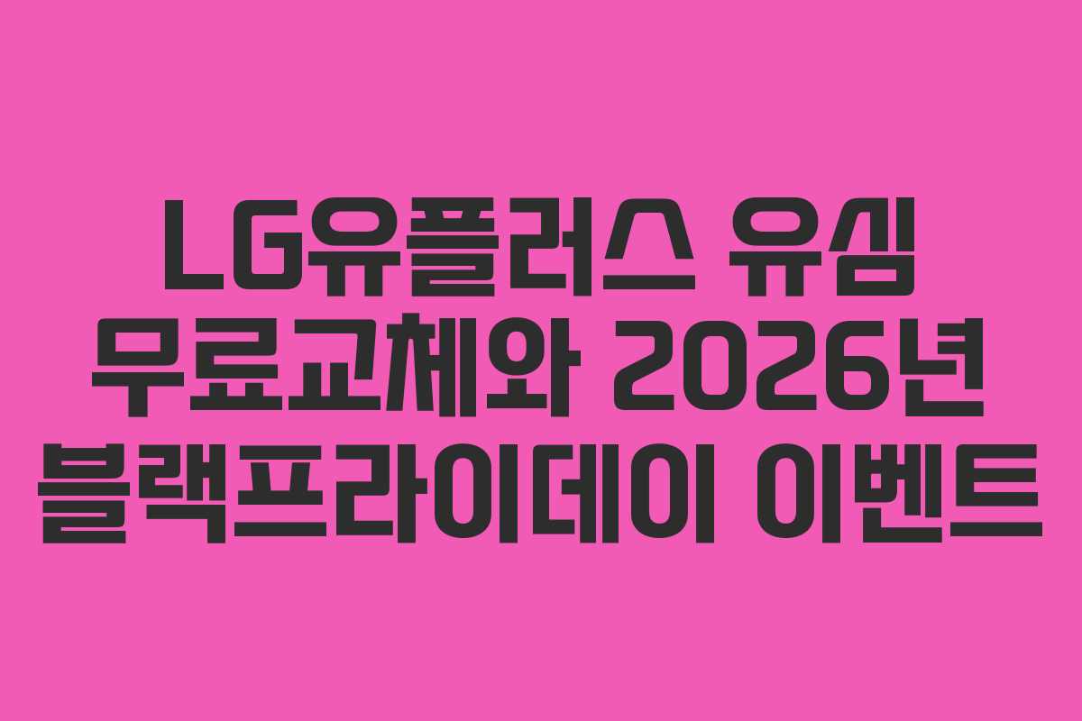 LG유플러스 유심 무료교체와 2026년 블랙프라이데이 이벤트